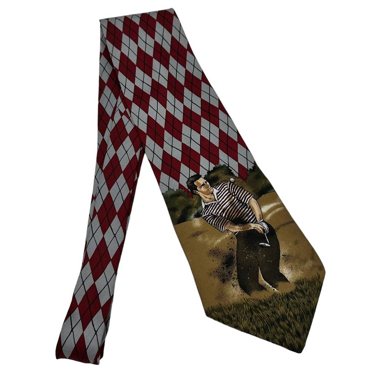 Pebble Beach Argyle Golf All Over Design Mens Silk Tie